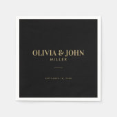 Modernes Personalisiert mit Name Hochzeitsempfang Serviette (Vorderseite)