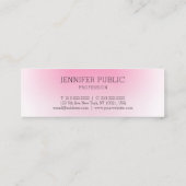 Modernes Personalisiert rosa, elegantes Template Mini Visitenkarte (Rückseite)