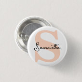 Modernes Personalisiert rosa Monogramm, elegant Button (Vorne & Hinten)