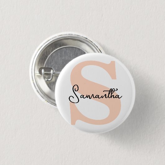 Modernes Personalisiert rosa Monogramm, elegant Button (Vorne & Hinten)