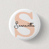 Modernes Personalisiert rosa Monogramm, elegant Button (Vorderseite)