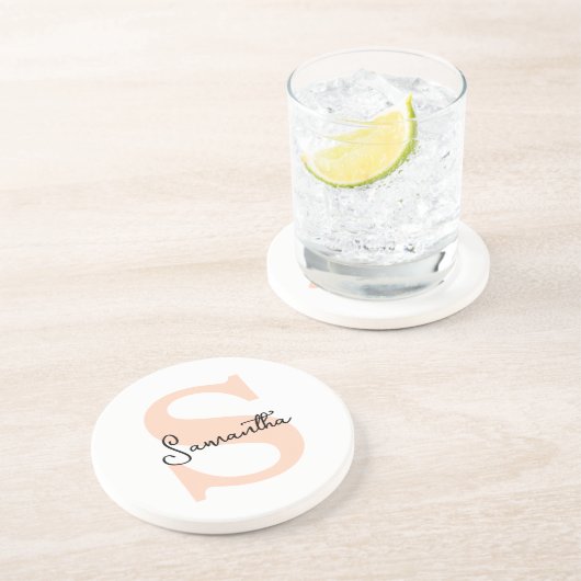 Modernes Personalisiert rosa Monogramm, elegant Getränkeuntersetzer (Seite)