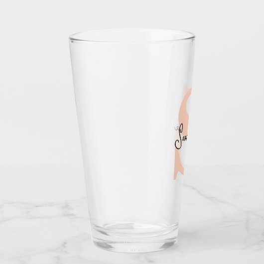 Modernes Personalisiert rosa Monogramm, elegant Glas (Rechts)