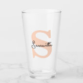 Modernes Personalisiert rosa Monogramm, elegant Glas (Vorderseite)