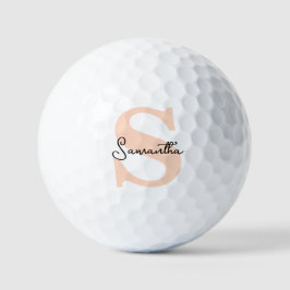 Modernes Personalisiert rosa Monogramm, elegant Golfball