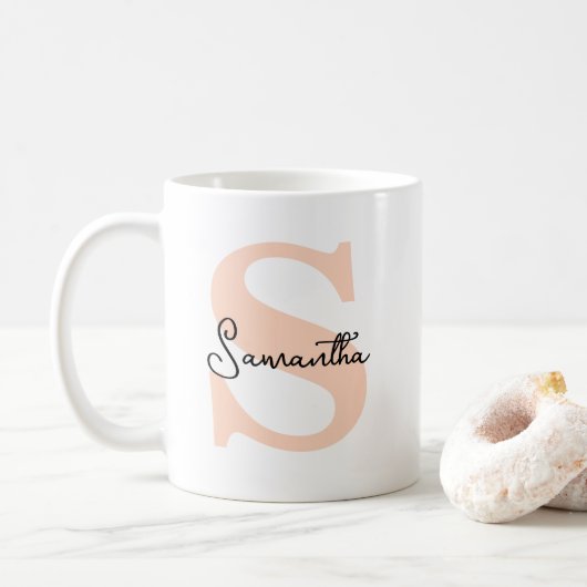Modernes Personalisiert rosa Monogramm, elegant Kaffeetasse (Mit Donut)