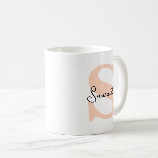 Modernes Personalisiert rosa Monogramm, elegant Kaffeetasse (VorderseiteRechts)