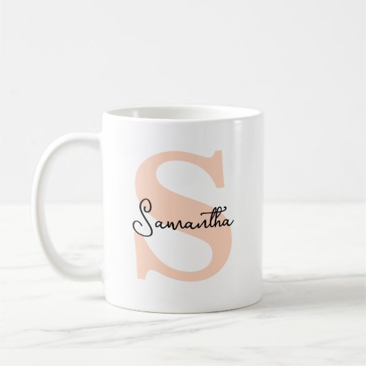Modernes Personalisiert rosa Monogramm, elegant Kaffeetasse (Links)