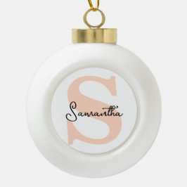 Modernes Personalisiert rosa Monogramm, elegant Keramik Kugel-Ornament