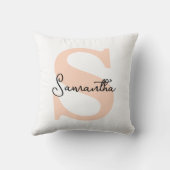 Modernes Personalisiert rosa Monogramm, elegant Kissen (Rückseite)
