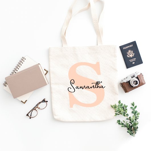 Modernes Personalisiert rosa Monogramm, elegant Tragetasche