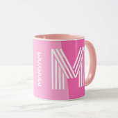 Modernes, Personalisiert rosa Monogramm Tasse (VorderseiteRechts)