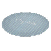 Modernes Personalisiert schimmerndes Blau gestreif Schneidebrett (Ecke)