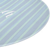 Modernes Personalisiert schimmerndes Blau gestreif Schneidebrett (Ecke)