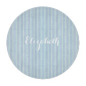 Modernes Personalisiert schimmerndes Blau gestreif Schneidebrett (Vorderseite)