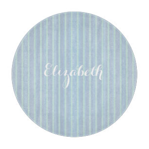 Modernes Personalisiert schimmerndes Blau gestreif Schneidebrett