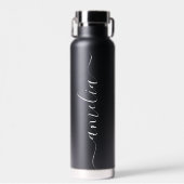 Modernes Personalisierter Name Script Black Weddin Trinkflasche (Vorne)
