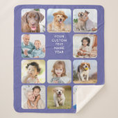 Modernes Personalisiertes 11-Foto Collage Periwink Sherpadecke (Vorderseite)