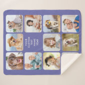 Modernes Personalisiertes 11-Foto Collage Periwink Sherpadecke (Vorderseite (Horizontal))