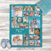 Modernes Personalisiertes 19-Foto Collage Aquamari Fleecedecke