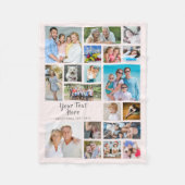 Modernes Personalisiertes 19-Foto Collage Pink Gra Fleecedecke (Vorderseite)