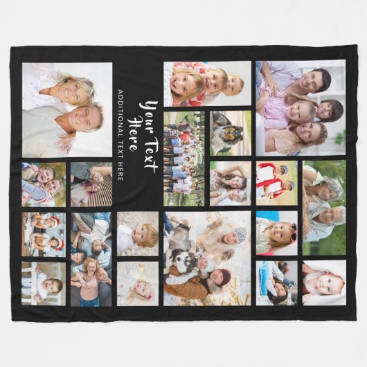 Modernes Personalisiertes 19-Foto Collage Your Col Fleecedecke (Vorderseite (Horizontal))