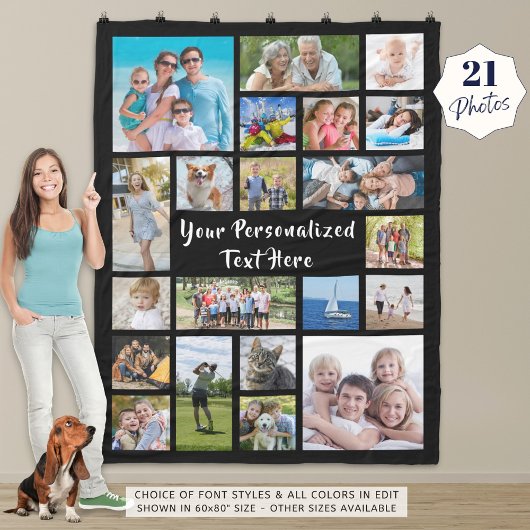 Modernes Personalisiertes 21-Foto Collage Your Col Fleecedecke