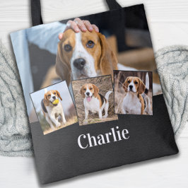 Modernes Personalisiertes 4-Pet-Foto Name Hund Lov Tasche
