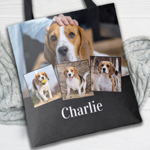 Modernes Personalisiertes 4-Pet-Foto Name Hund Lov Tasche