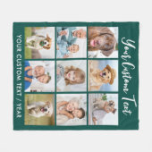 Modernes Personalisiertes 9-Foto Collage Emerald G Fleecedecke (Vorderseite (Horizontal))