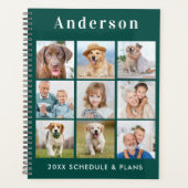 Modernes Personalisiertes 9-Foto Collage Emerald G Planer (Vorderseite)