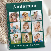 Modernes Personalisiertes 9-Foto Collage Emerald G Planer