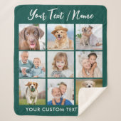 Modernes Personalisiertes 9-Foto Collage Emerald G Sherpadecke (Vorderseite)