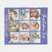 Modernes Personalisiertes 9-Foto Collage Periwinkl Fleecedecke (Vorderseite (Horizontal))