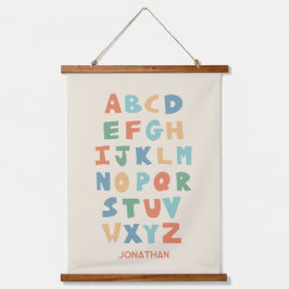 Modernes Personalisiertes ABC Alphabet-Klassenzimm Wandteppich Mit Holzrahmen