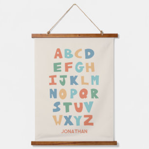 Modernes Personalisiertes ABC Alphabet-Klassenzimm Wandteppich Mit Holzrahmen