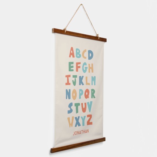 Modernes Personalisiertes ABC Alphabet-Klassenzimm Wandteppich Mit Holzrahmen (Gewinkelt)