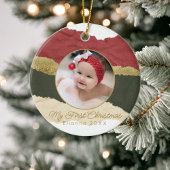 Modernes Personalisiertes Baby's First Christmas F Keramik Ornament