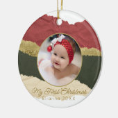 Modernes Personalisiertes Baby's First Christmas F Keramik Ornament (Links)