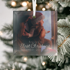 Modernes Personalisiertes Baby's First Christmas F Ornament Aus Glas