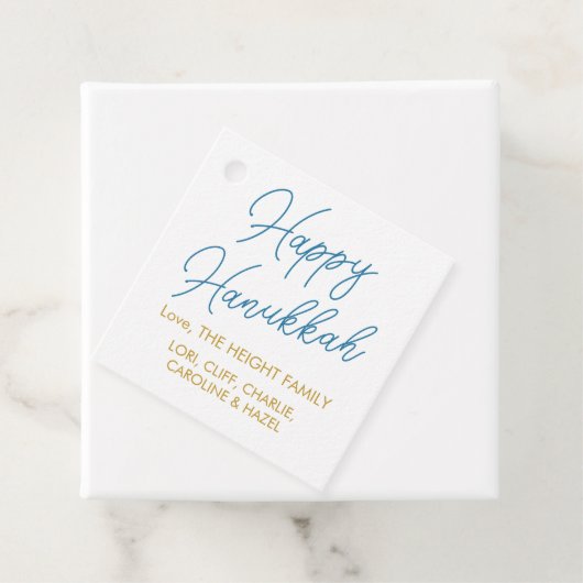 Modernes Personalisiertes Blau und Gold Hanukkah Geschenkanhänger (Beispiel)