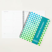 Modernes Personalisiertes Blau und Grüne Checkered Planer (Anzeige)