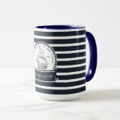 Modernes Personalisiertes blaues Schiff Tasse (VorderseiteRechts)