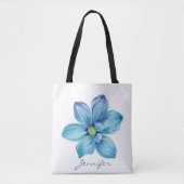 Modernes Personalisiertes Blumenblau Tasche (Vorderseite)