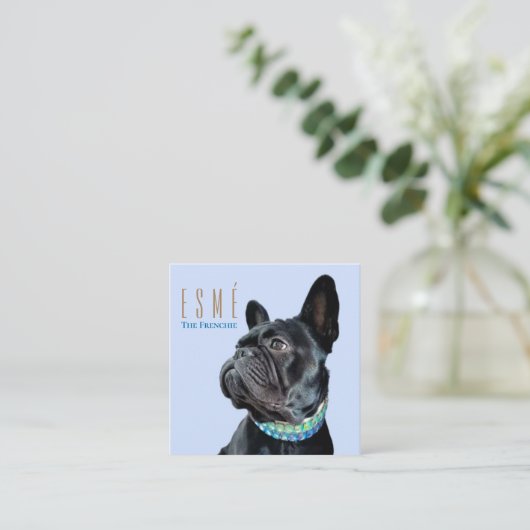 Modernes Personalisiertes Double Foto QR Esmé Quadratische Visitenkarte (Stehend Vorderseite)