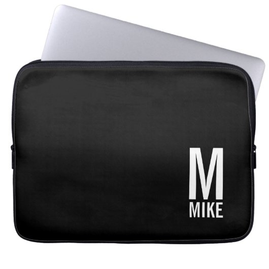 Modernes Personalisiertes Fettgewebe, Monogramm un Laptopschutzhülle (Vorderseite)