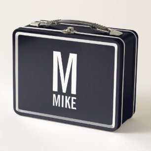 Modernes Personalisiertes Fettgewebe, Monogramm un Metall Brotdose