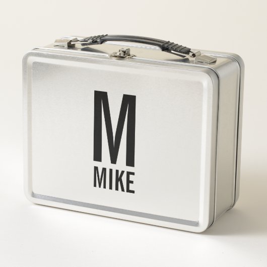 Modernes Personalisiertes Fettgewebe, Monogramm un Metall Lunch Box (Vorderseite)