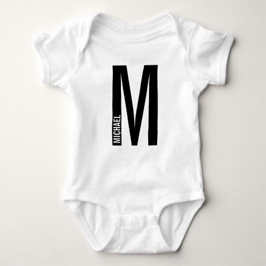 Modernes Personalisiertes Fettmonogramm und Name Baby Strampler (Vorderseite)