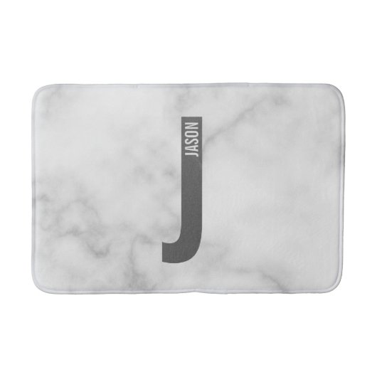 Modernes Personalisiertes Fettmonogramm und Name Badematte (Vorderseite)